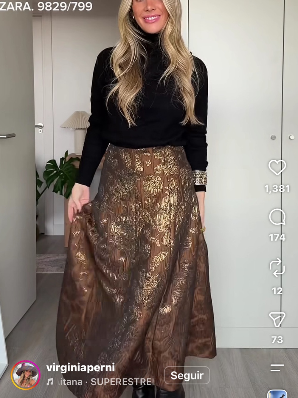 Zara Brown Textured Maxi Skirt - Picture 4 of 5